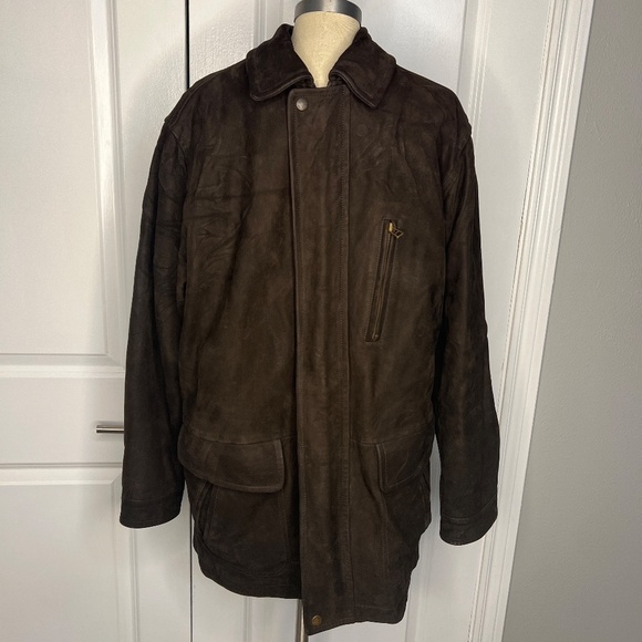 Vintage LL Bean Leather Chore Jacket Coat Thinsulate Brown Size M - Picture 1 of 14
